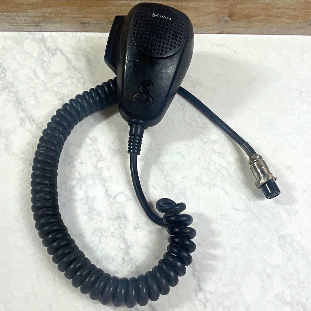 Cobra CA-71 Handheld CB Radio Microphone, 4-Pin Connection, Coiled Cable